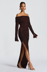 Adelphia Midi Dress - Plum Brown Dress Babyboo Fashion Premium Exclusive Design
