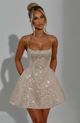 Angelique Mini Dress - Champagne Dress XS Babyboo Fashion Premium Exclusive Design