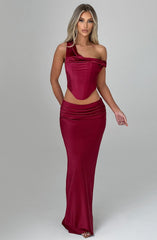 Bernadette Maxi Skirt - Burgundy Skirt Babyboo Fashion Premium Exclusive Design