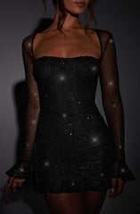 Brea Mini Dress - Black Sparkle Dress Babyboo Fashion Premium Exclusive Design
