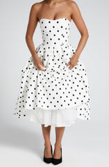 Edith Midi Dress - Black Polka Dot Print Dress Babyboo Fashion Premium Exclusive Design