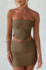 Jaz Mini Skirt - Mocha Skirt Babyboo Fashion Premium Exclusive Design