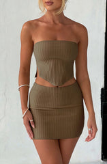 Jaz Mini Skirt - Mocha Skirt Babyboo Fashion Premium Exclusive Design