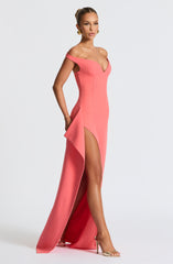 Khalesia Maxi Dress - Coral Pink Dress Babyboo Fashion Premium Exclusive Design