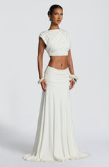 Paige Maxi Skirt - Ivory Skirt Babyboo Fashion Premium Exclusive Design