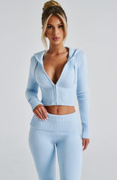 Portia Knit Hoodie - Baby Blue Tops Babyboo Fashion Premium Exclusive Design