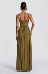 Tullulah Maxi Dress - Deep Olive Dress Babyboo Fashion Premium Exclusive Design