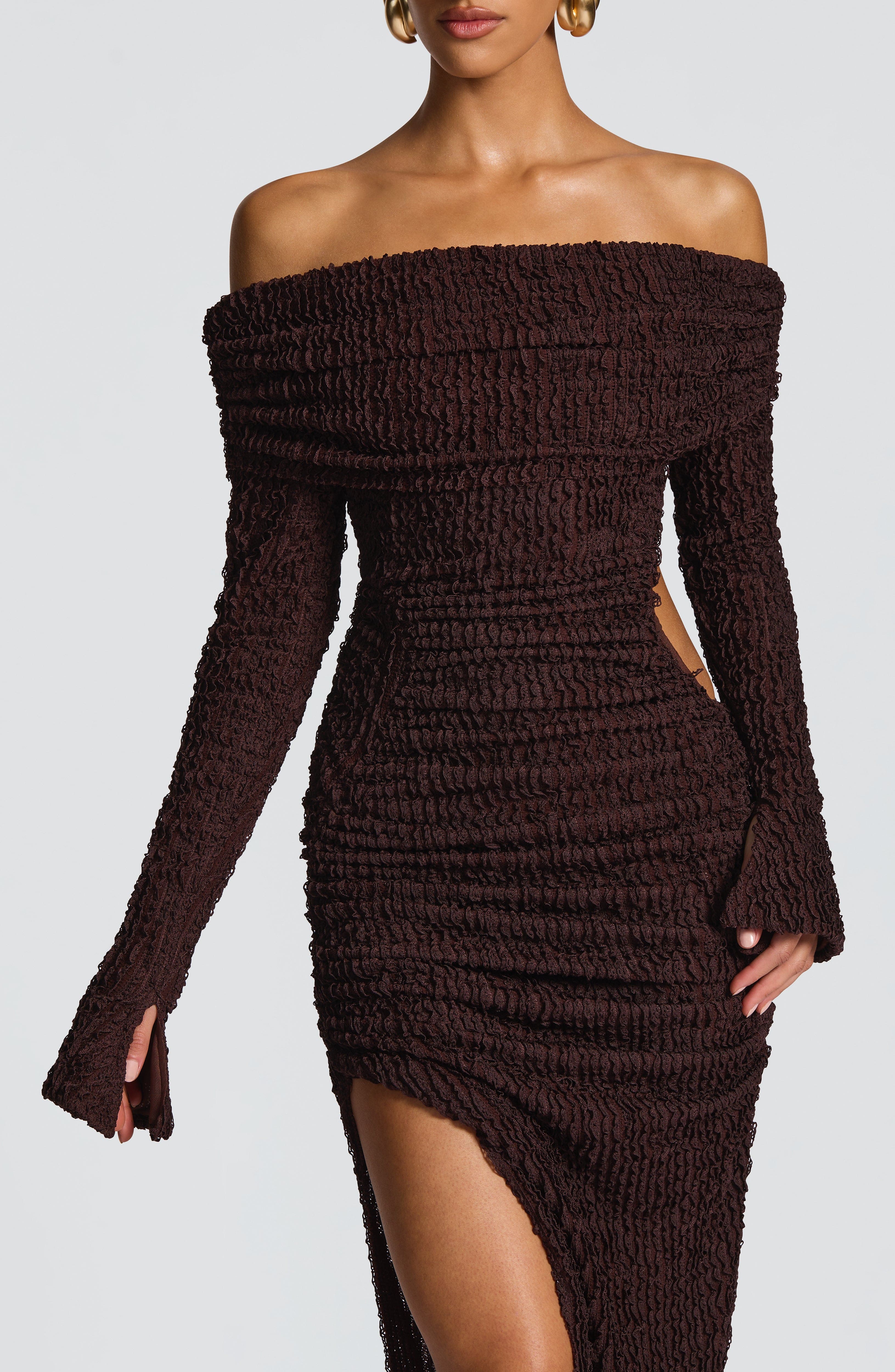 Adelphia Midi Dress - Plum Brown Dress Babyboo Fashion Premium Exclusive Design