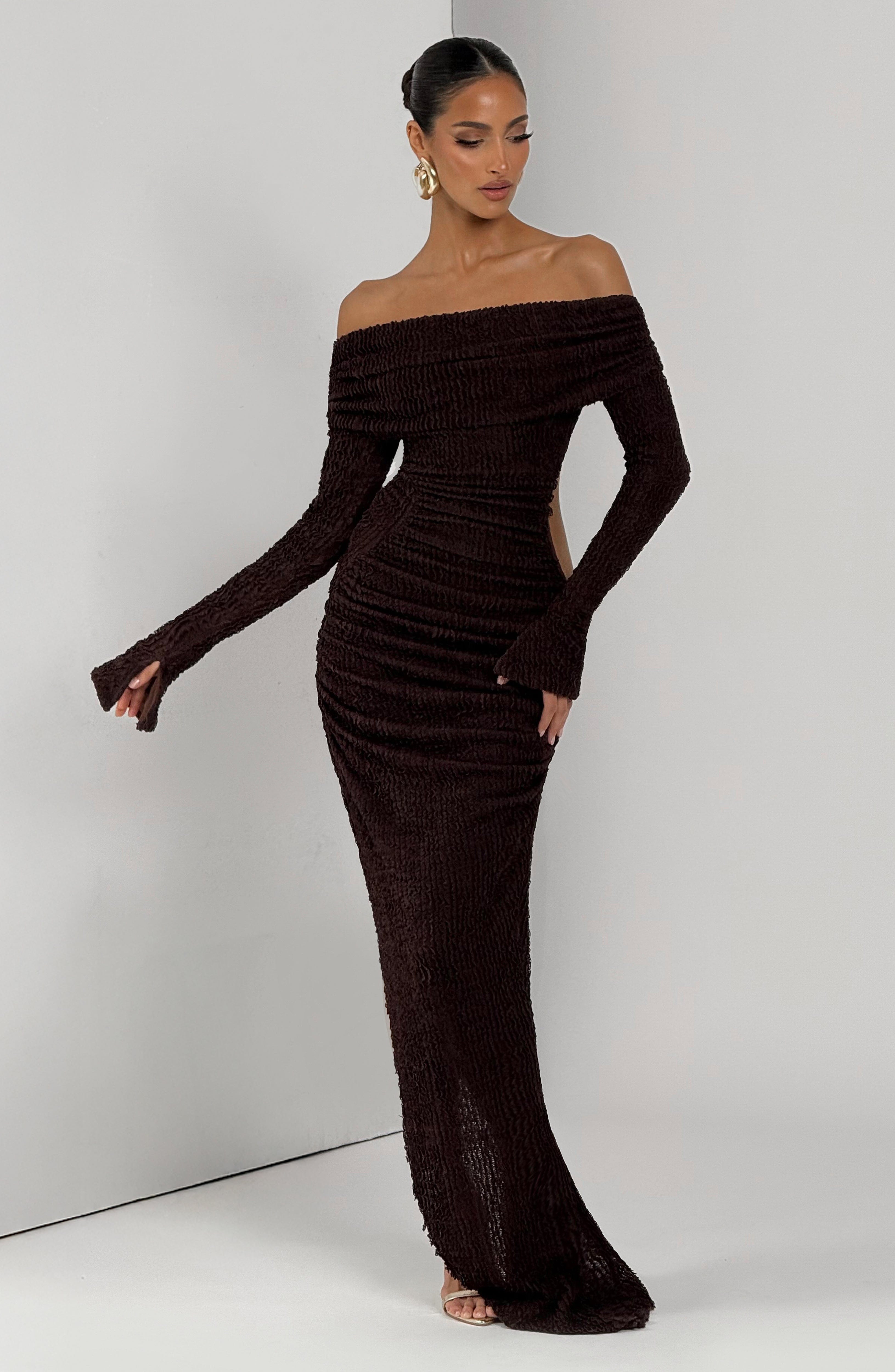 Adelphia Midi Dress - Plum Brown Dress Babyboo Fashion Premium Exclusive Design