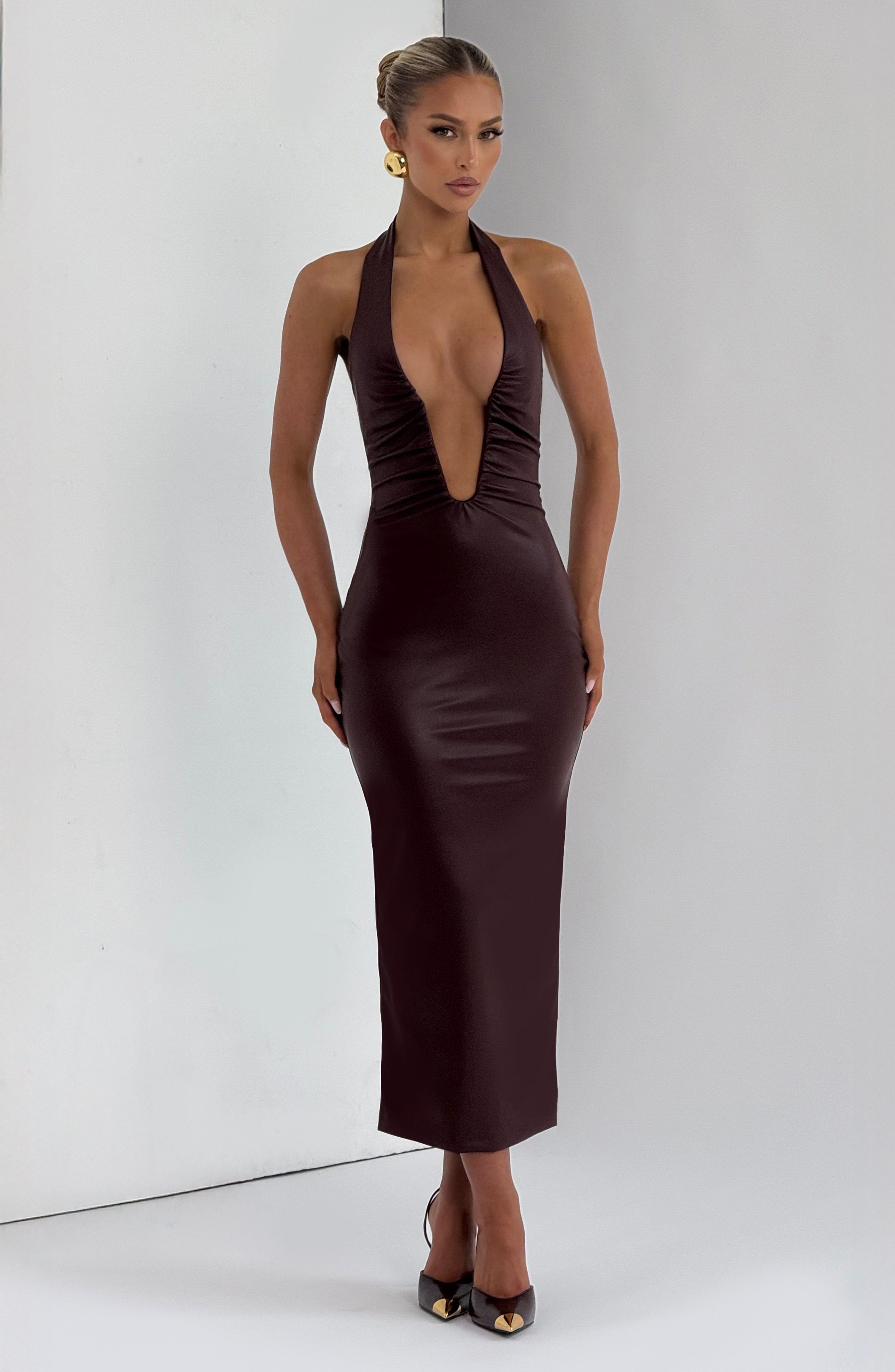 Ainsley Midi Dress - Burgundy Dress Babyboo Fashion Premium Exclusive Design