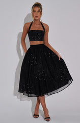 Alani Midi Skirt - Black Sparkle Skirt Babyboo Fashion Premium Exclusive Design