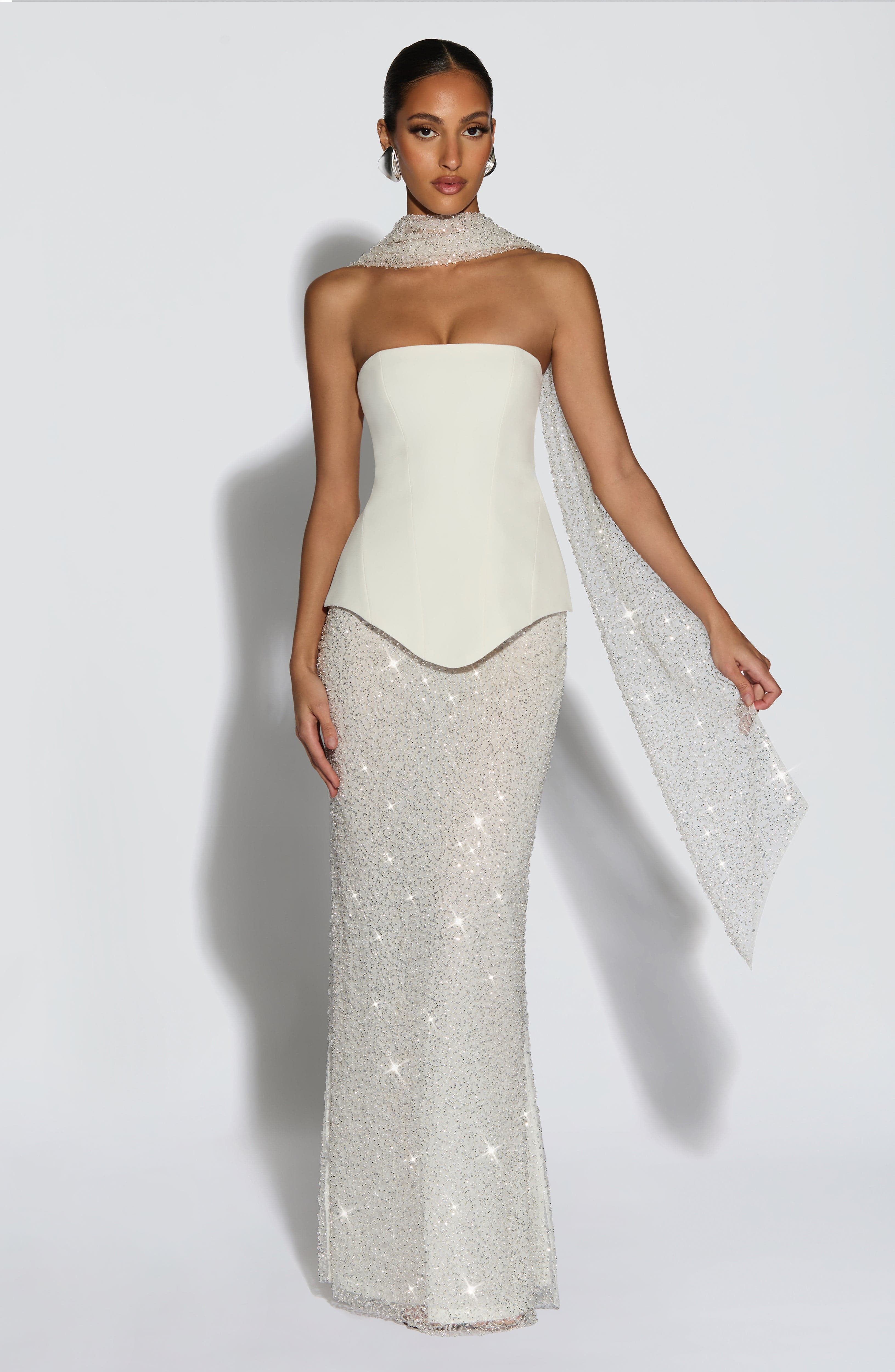 Allaire Maxi Skirt - Ivory Skirt Babyboo Fashion Premium Exclusive Design