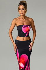 Allegra Top - Black Floral Print Tops Babyboo Fashion Premium Exclusive Design