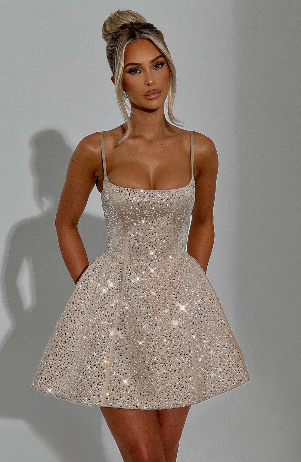 Angelique Mini Dress - Champagne Dress XS Babyboo Fashion Premium Exclusive Design