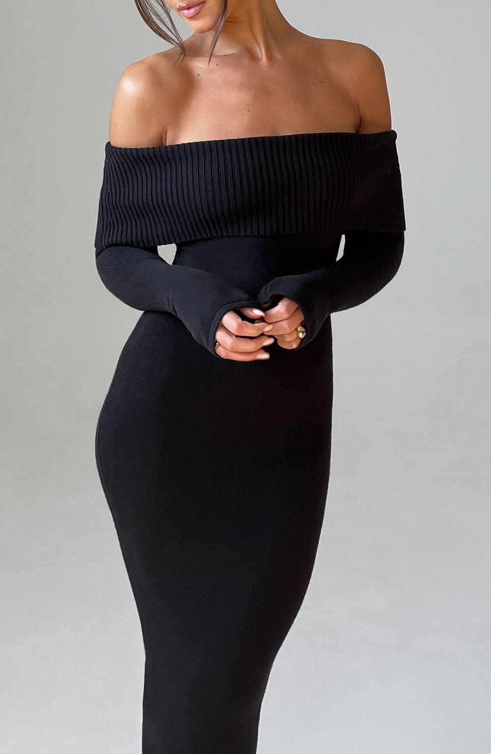 Beverley Knit Maxi Dress - Black Dress Babyboo Fashion Premium Exclusive Design