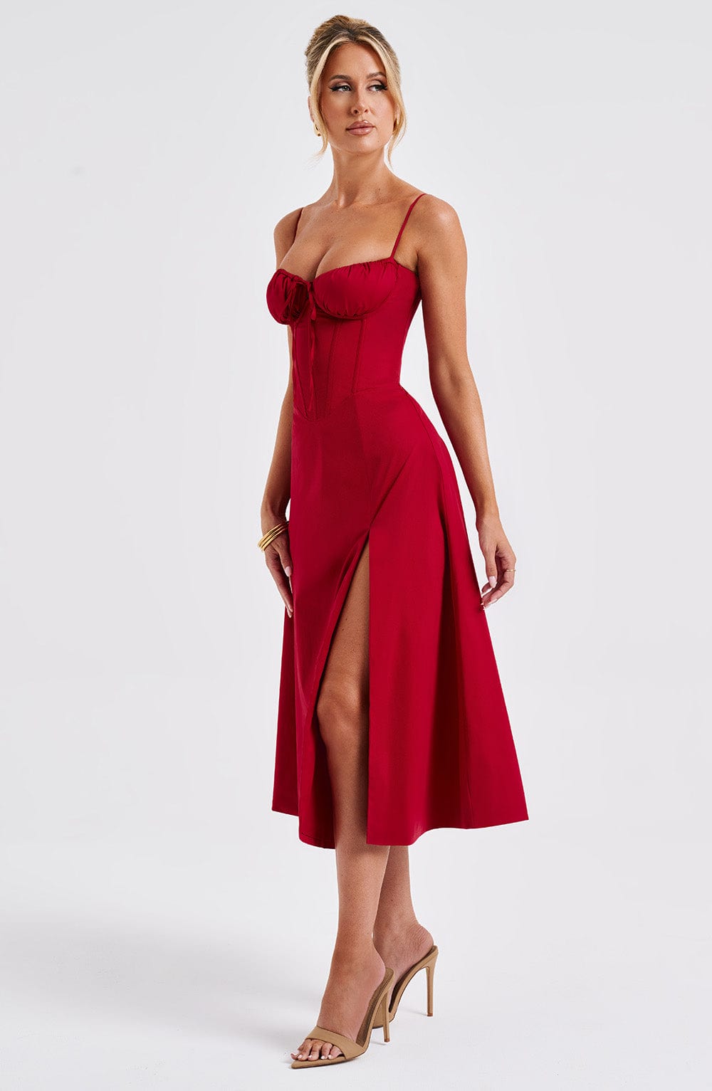 Deanna Midi Dress - Red Dress Babyboo Fashion Premium Exclusive Design