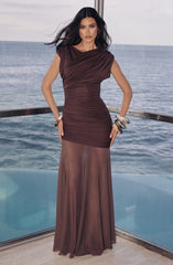 Demelza Maxi Dress - Plum Brown Dress Babyboo Fashion Premium Exclusive Design