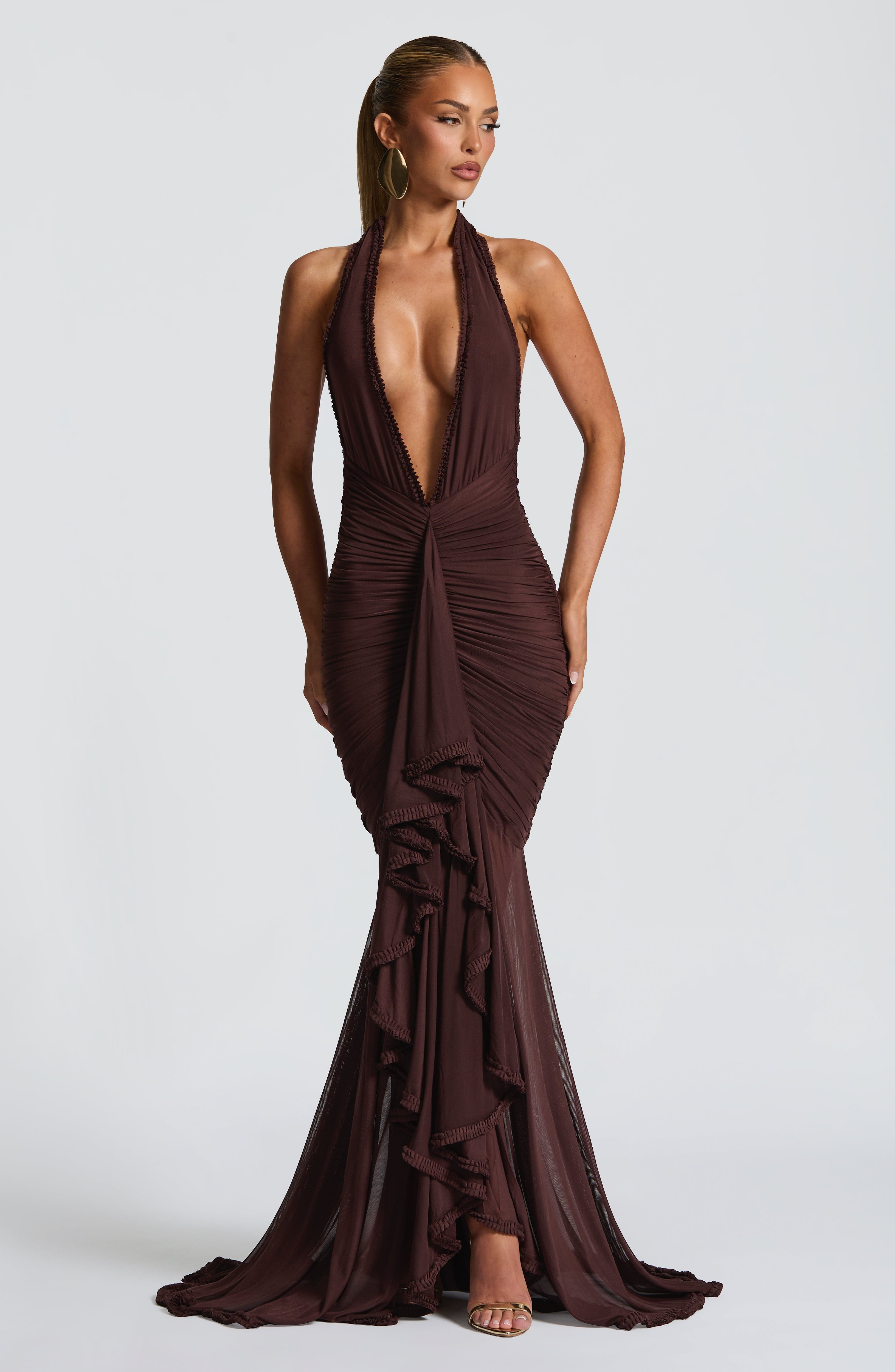 Janessa Maxi Dress - Plum Brown Dress Babyboo Fashion Premium Exclusive Design