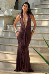 Janessa Maxi Dress - Plum Brown Dress Babyboo Fashion Premium Exclusive Design