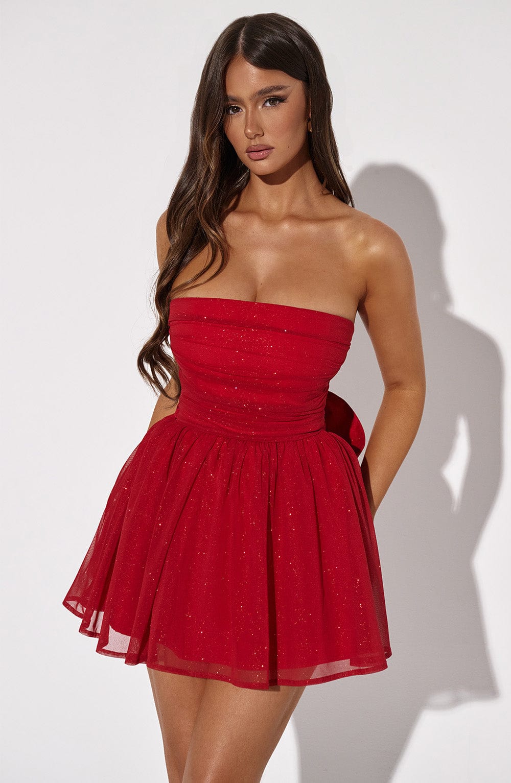 Katrina Mini Dress - Red Sparkle Dress Babyboo Fashion Premium Exclusive Design