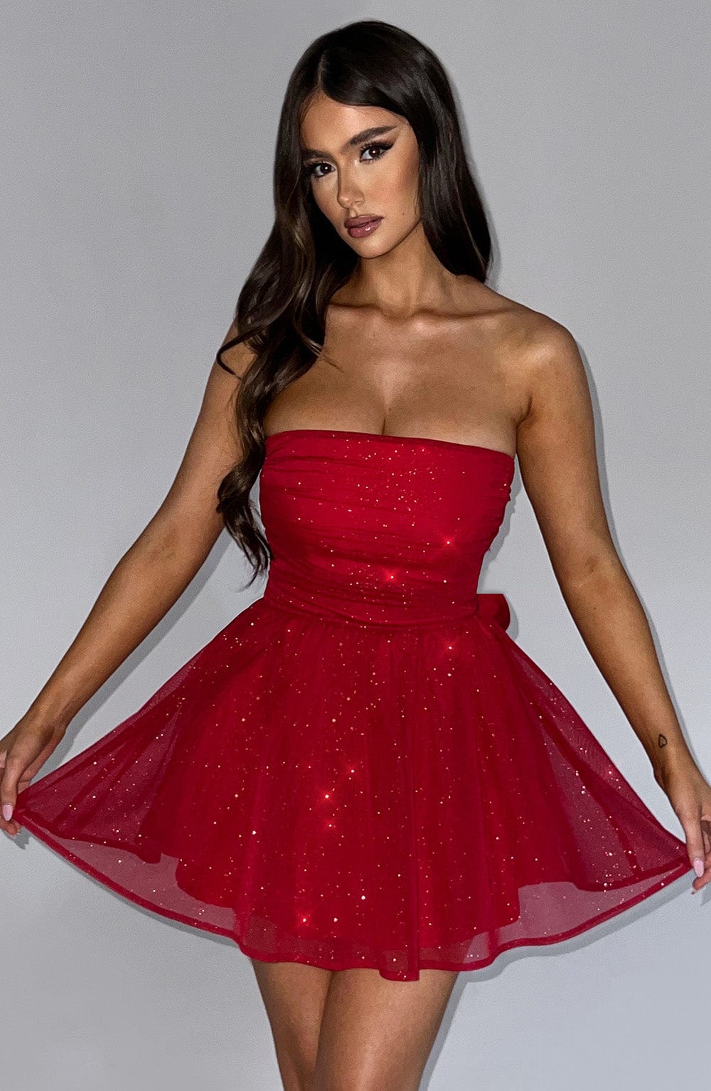 Katrina Mini Dress - Red Sparkle Dress Babyboo Fashion Premium Exclusive Design