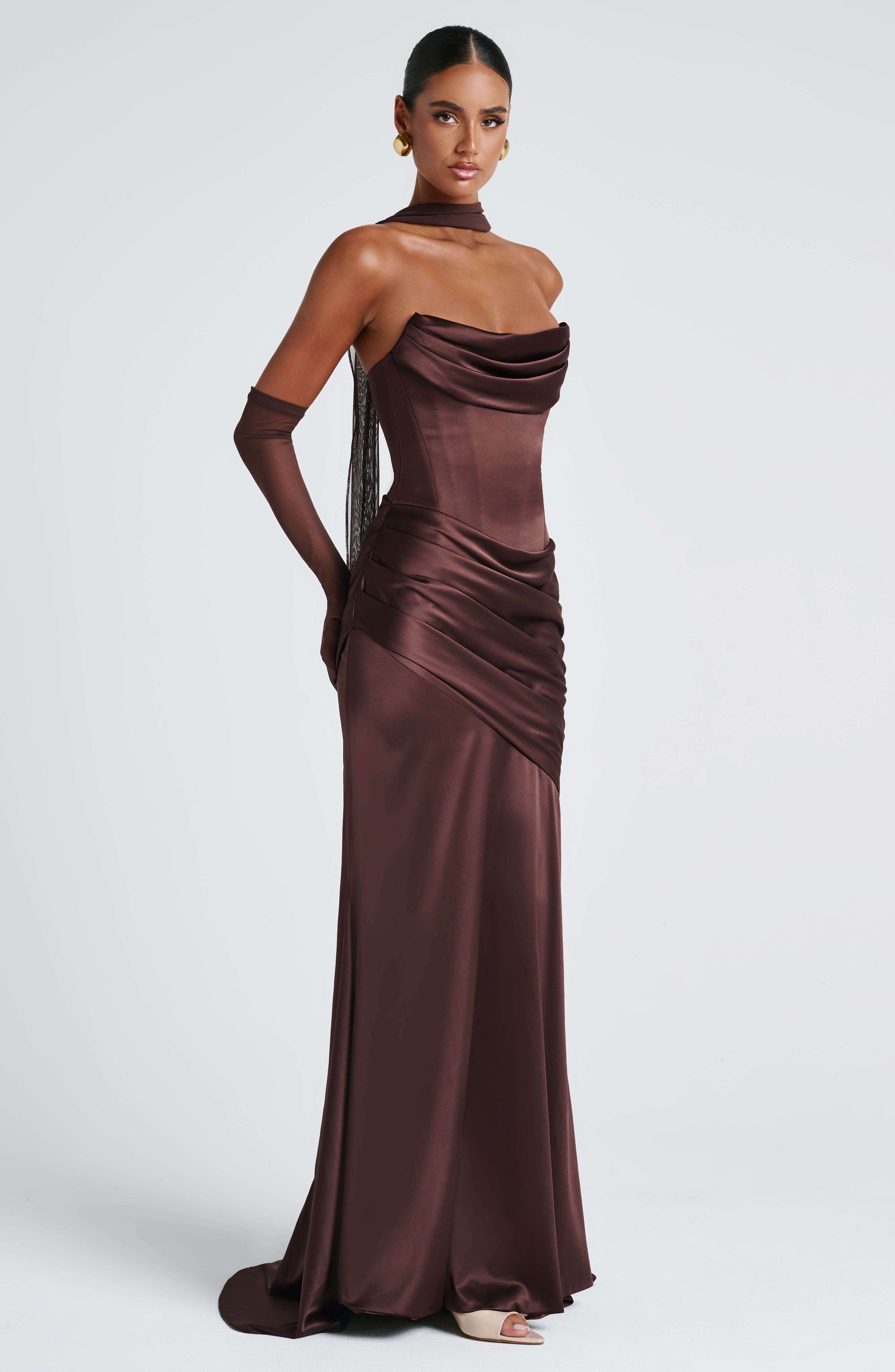 Kensington Maxi Dress - Plum Brown Dress Babyboo Fashion Premium Exclusive Design