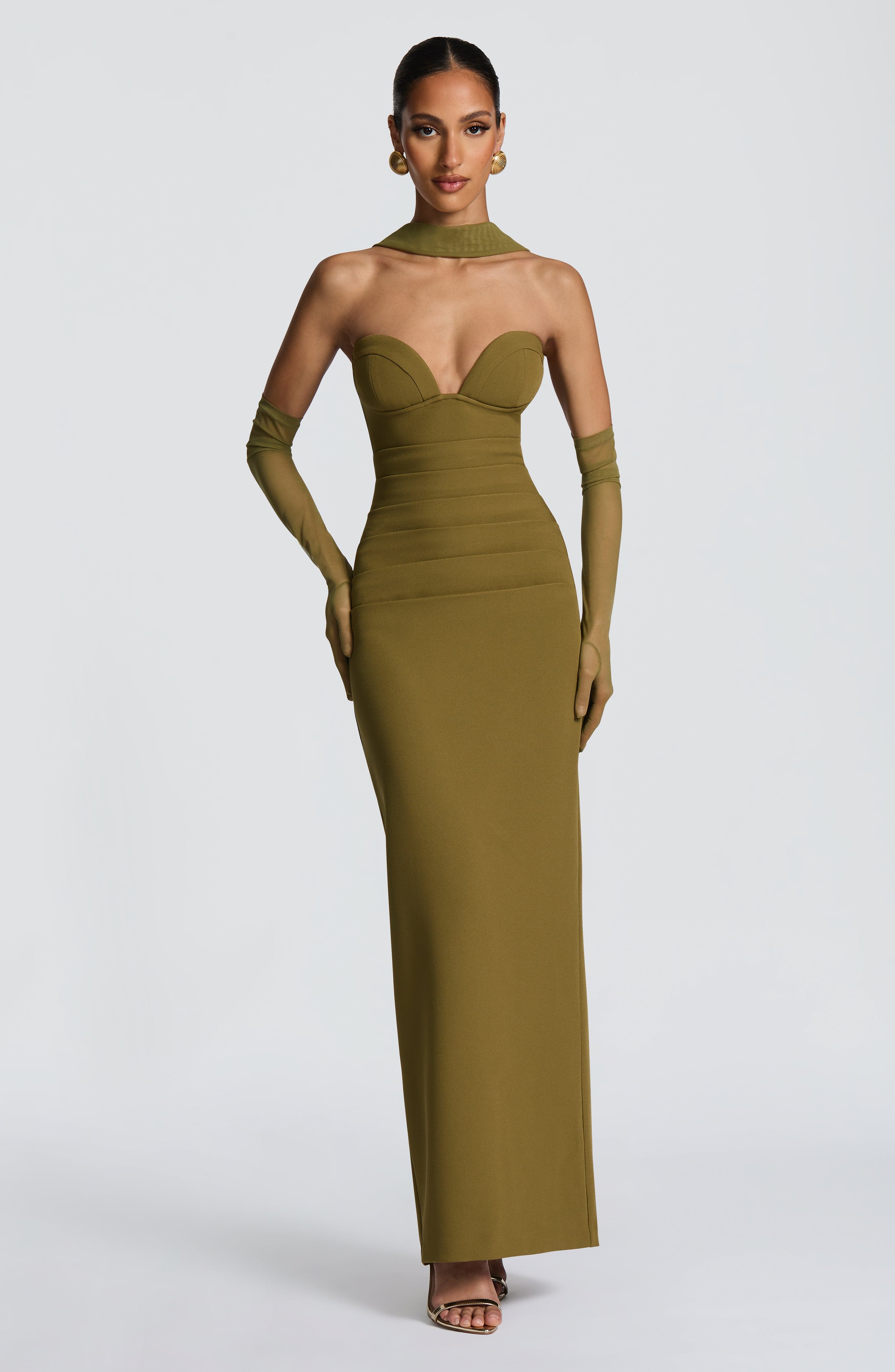 Lindsey Maxi Dress - Deep Olive Dress Babyboo Fashion Premium Exclusive Design