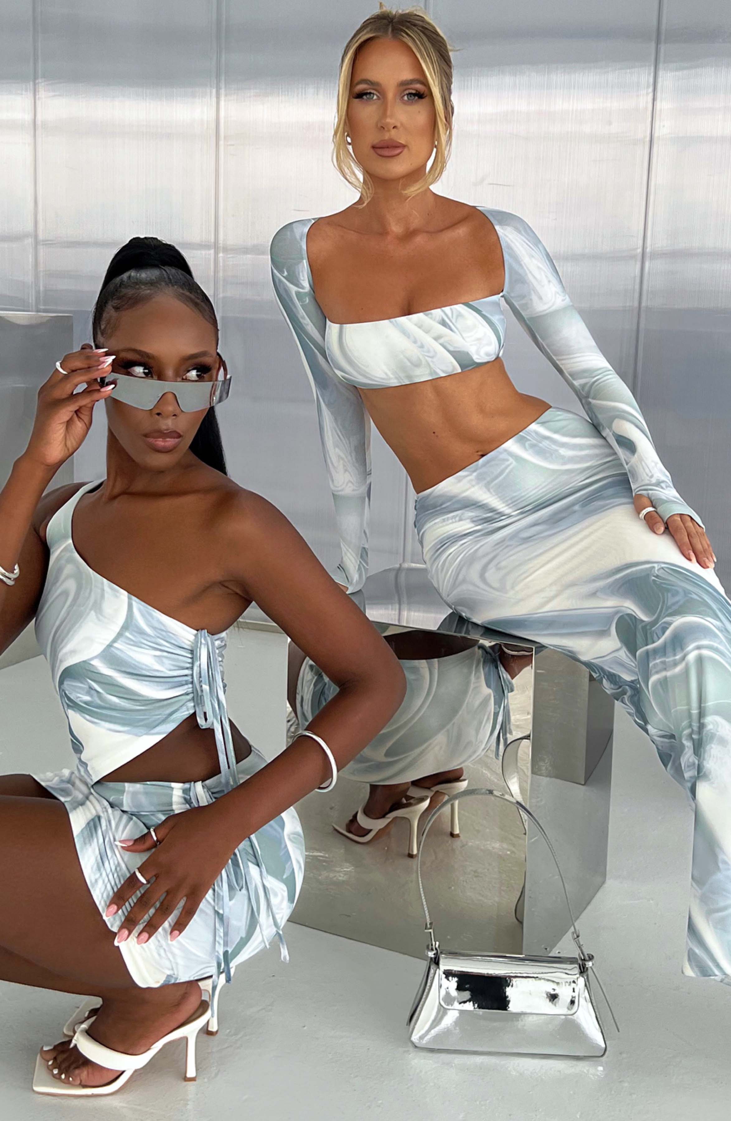 Lucianna Top - Grey Haze Print Shirts & Tops Babyboo Fashion Premium Exclusive Design