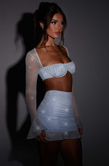Maisie Mini Skirt - Baby Blue Sparkle Skirt Babyboo Fashion Premium Exclusive Design