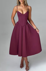 Mariella Midi Dress - Cherry Lacquer Dress Babyboo Fashion Premium Exclusive Design