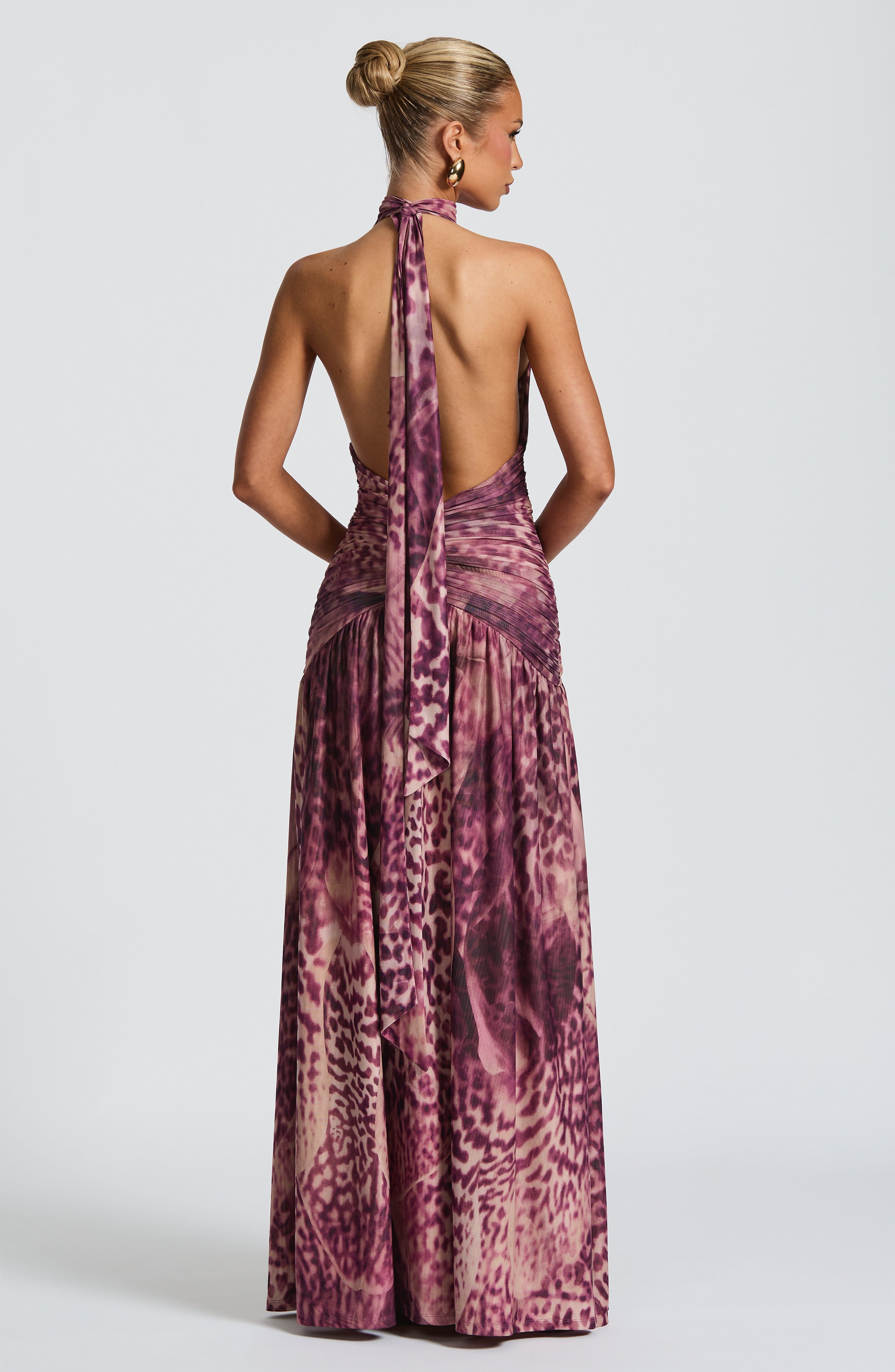 Melania Maxi Dress - Magenta Orchid Print Dress Babyboo Fashion Premium Exclusive Design