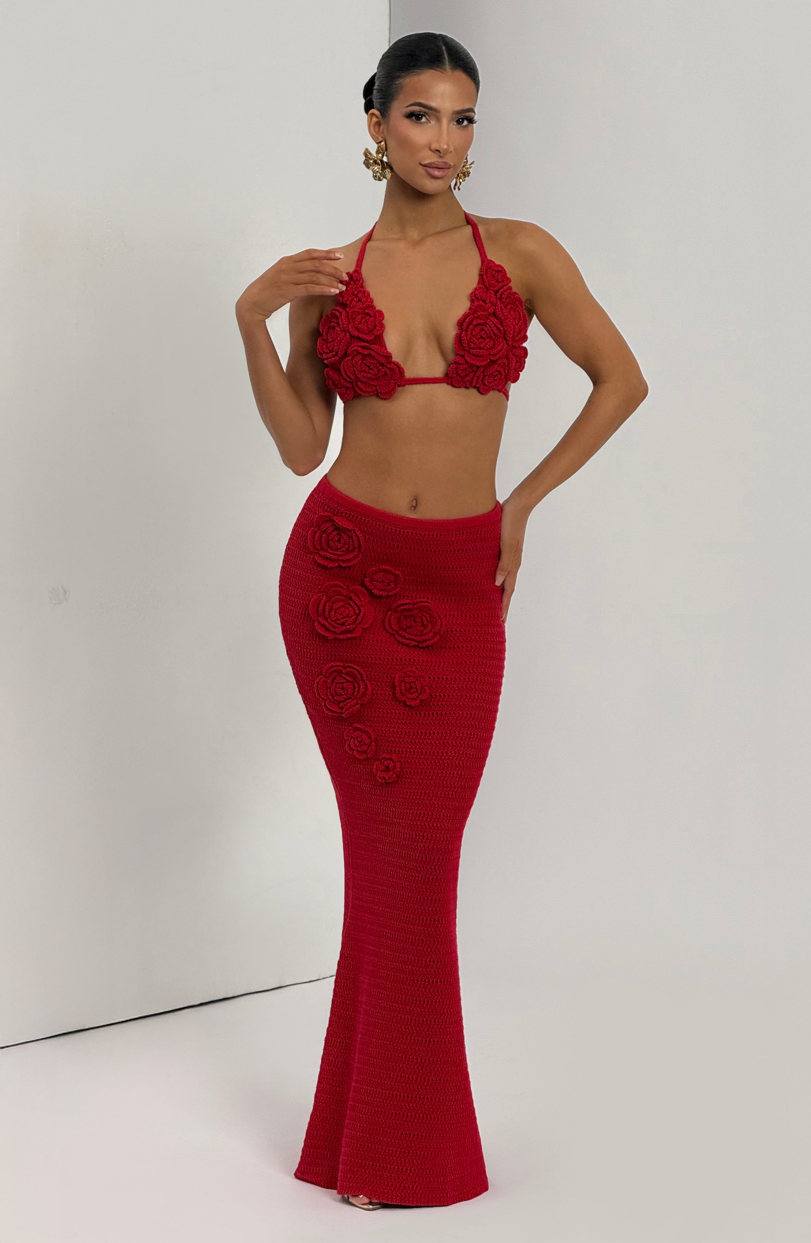 Nerida Maxi Skirt - Red Skirt Babyboo Fashion Premium Exclusive Design