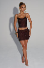 Nila Mini Skirt - Plum Brown Skirt Babyboo Fashion Premium Exclusive Design