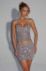 Nila Mini Skirt - Silver Skirt Babyboo Fashion Premium Exclusive Design