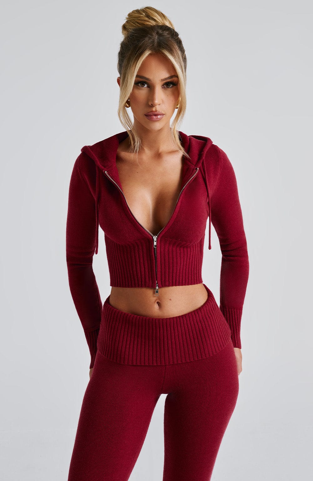 Portia Knit Hoodie - Red Tops Babyboo Fashion Premium Exclusive Design