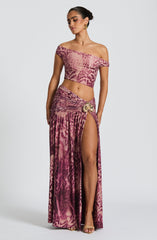 Saira Maxi Skirt - Magenta Orchid Print Skirt Babyboo Fashion Premium Exclusive Design
