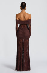 Sauline Maxi Dress - Plum Brown Dress Babyboo Fashion Premium Exclusive Design