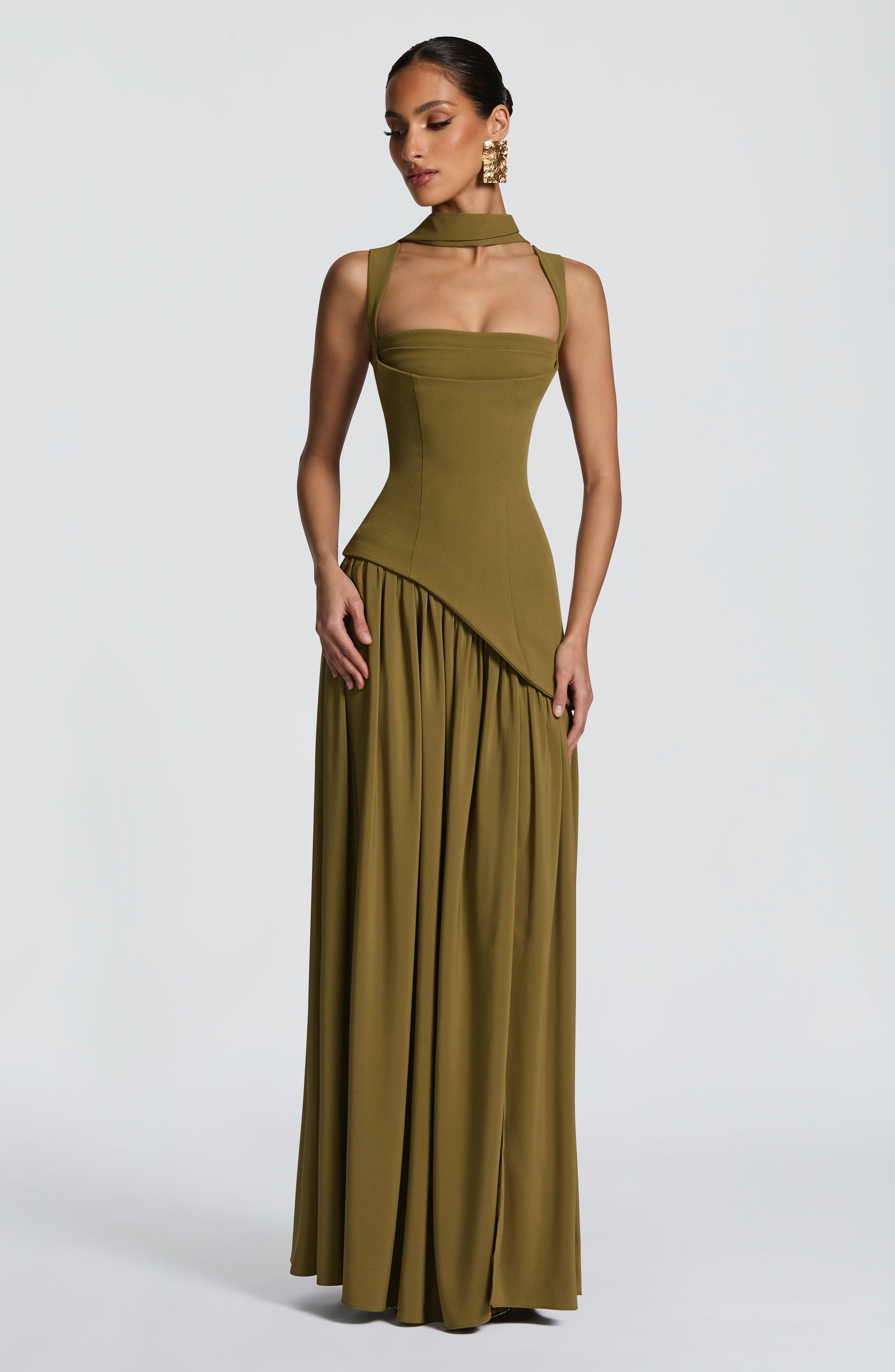 Tullulah Maxi Dress - Deep Olive Dress Babyboo Fashion Premium Exclusive Design