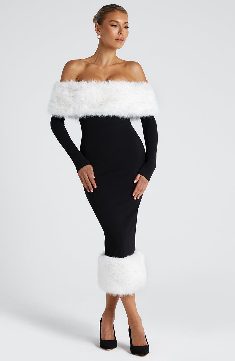 Vittoria Midi Dress - Black/White Dress Babyboo Fashion Premium Exclusive Design