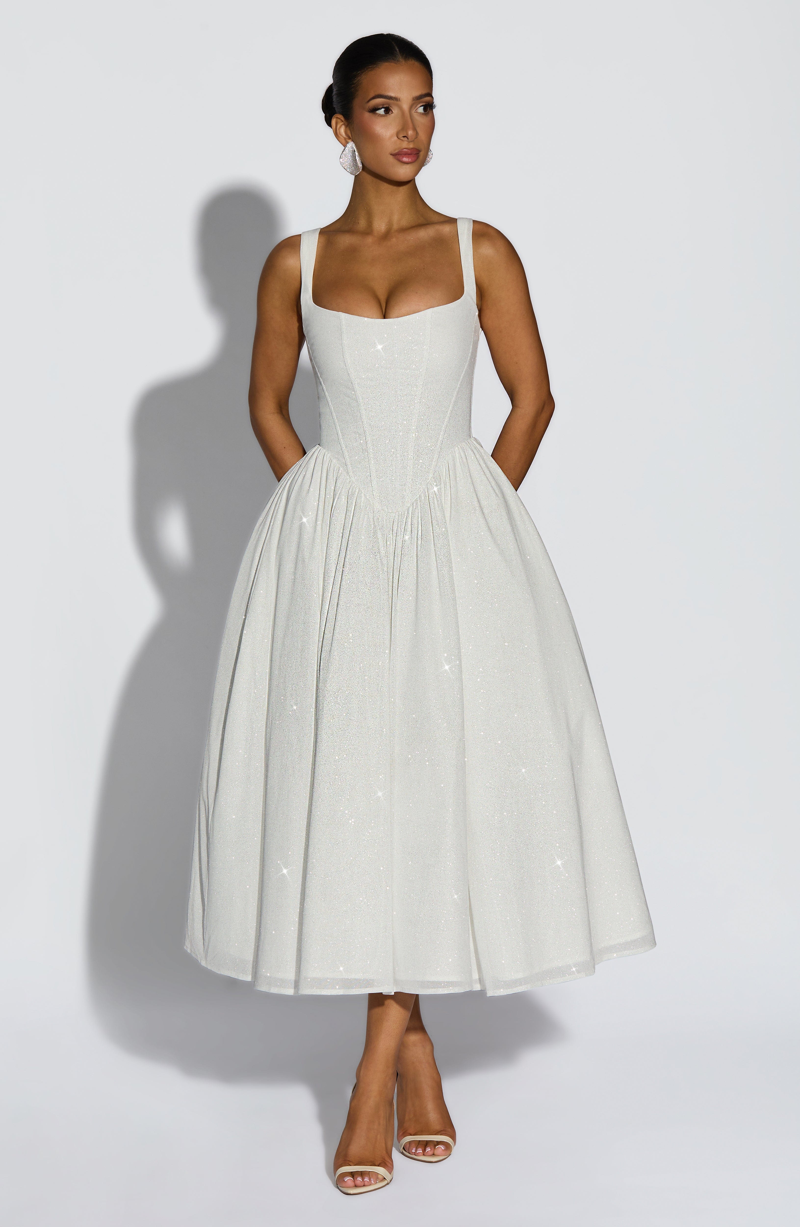 Vivienne Midi Dress - Ivory Sparkle Dress Babyboo Fashion Premium Exclusive Design