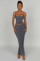 Yazmin Maxi Skirt - Charcoal Skirt XS Babyboo Fashion Premium Exclusive Design
