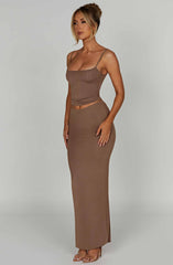 Yazmin Maxi Skirt - Mocha Skirt Babyboo Fashion Premium Exclusive Design